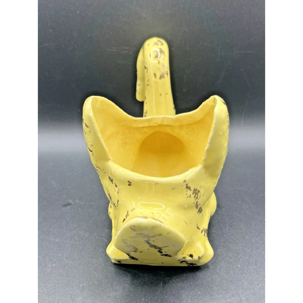 Swan Planter Pot Yellow w/ Gold Accent 4.5